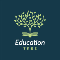 Tree and Book Logo Design Template