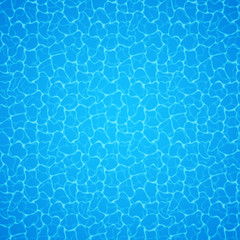 Blue water background. Seamless blue ripples pattern. Water pool texture bottom background. Vector illustration