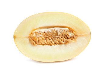 cut half a melon on a white background
