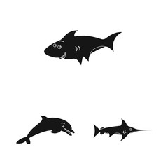 Vector design of sea and animal logo. Collection of sea and marine stock symbol for web.