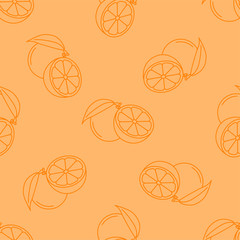 Fruits seamless pattern with colored icons. Style Outline. Vector background.