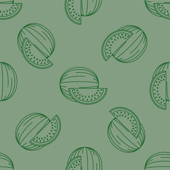 Fruits seamless pattern with colored icons. Style Outline. Vector background.