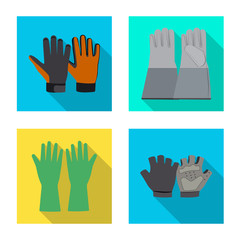 Vector design of glove and winter sign. Collection of glove and equipment stock vector illustration.