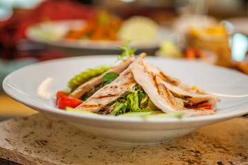 Chicken salad and hallumi grilled cheese