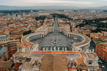 Amazing Panorama Of Rome Vatican City Dome Of St. Peter's Basilica | ROME, ITALY - 12 SEPTEMBER 2018.