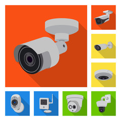 Vector design of cctv and camera logo. Collection of cctv and system stock symbol for web.