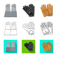 Vector design of glove and winter logo. Collection of glove and equipment vector icon for stock.