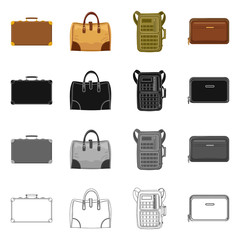 Vector design of suitcase and baggage icon. Collection of suitcase and journey stock symbol for web.