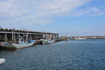 茨城県大洗町の漁港の風景