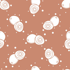 Fruits seamless pattern with colored icons. Style Outline. Vector background.