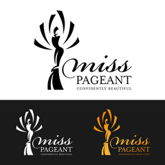 miss pageant logo sign with woman queen abstract modern style vector art design