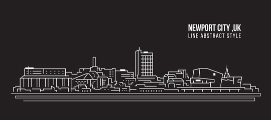 Cityscape Building Line art Vector Illustration design -  Newport city ,UK