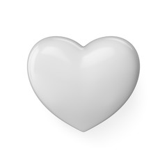 3D Rendering White Love Heart isolated on white background