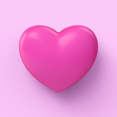 3D Rendering Pink Love Heart isolated on pink background