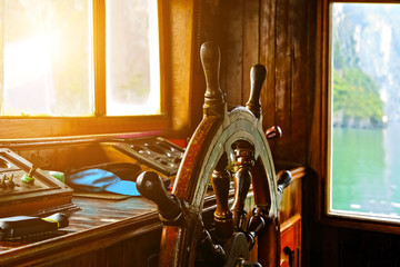 Tourist boat wooden wheel Halong Bay Tour Cruise © Emoji Smileys People