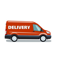  Van - delivery. Of red color. Vector graphics in flat style.