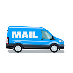  Car delivery of mail and parcels. Vector graphics in flat style.