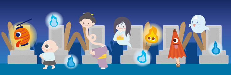 かわいい百鬼夜行のイラスト © SENRYU