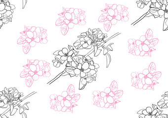 Abstract background with flowers. Vector pattern on a white background.