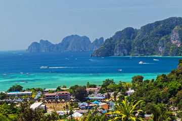 View Point Koh Phi Phi Don in Thailand Tropical beach with palms