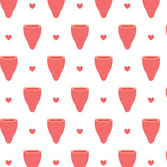 Fototapeta na wymiar seamless doodle pattern. menstrual cup. vector illustration