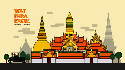 Naklejka premium Wat Phra Kaew commonly known in English as the Temple of the Emerald Buddha and officially as Wat Phra Si Rattana Satsadaram.