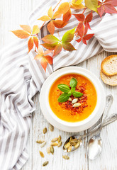 Bowl of pumpkin soup