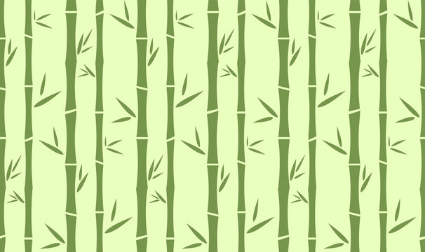 Seamless background with bamboo patterns. Bamboo branches and leaves. © Anya