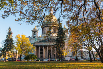 Russia, St. Petersburg, St. Isaac's Cathedral in the autumn season