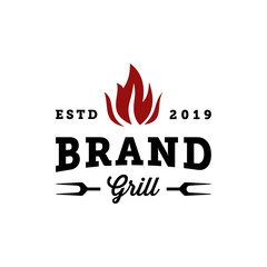 vintage bbq / barbeque grill vector logo design