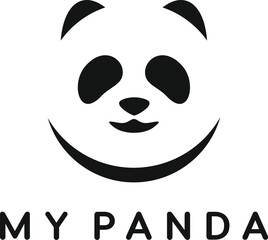 panda face negative space vector logo design © bagus