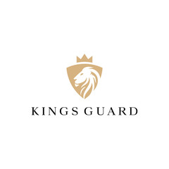 lion king shield guard vector logo design