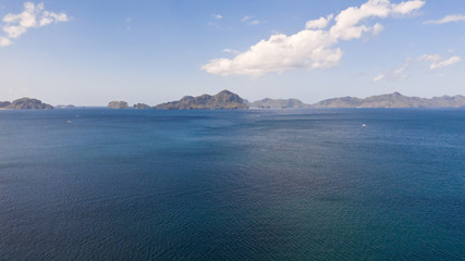 Seascape with islands.Blue Sea and unpopulated islands.Philippine Islands, a top view.