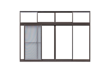 Golden aluminum window frame isolated on white background