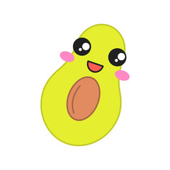 Avocado cute kawaii vector character