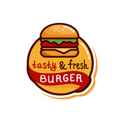 burger tasty emblem design isolated vector illustration