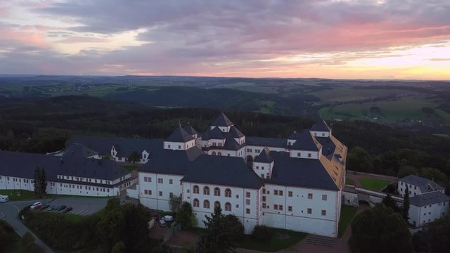 drone augustusburg sachsen 4k sonnenuntergang video