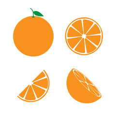 Orange fruit icon symbol set