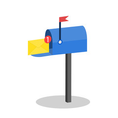 Mailbox with a new letter. Isometric.