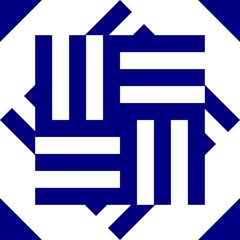 Seamless monochromatic tiling pattern with navy blue and white geometric elements