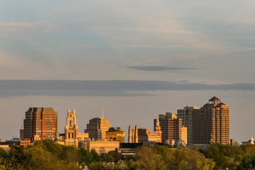 New Haven, Connecticut, USA The city skyline and Yale University.