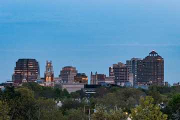 New Haven, Connecticut, USA The city skyline and Yale University.