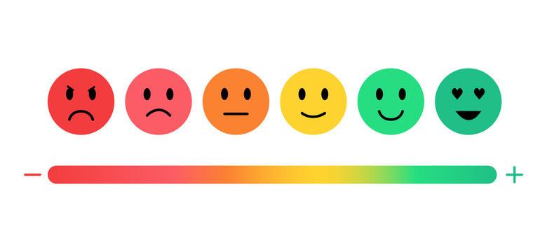 Feedback in form of emotions. Satisfaction rating. Various emotions: terrible, bad, normal, good, excellent, wonderful.