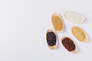 Top view rice composition with copyspace