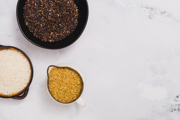 Top view rice composition with copyspace