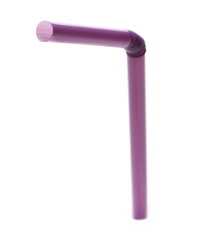 Purple drinking straw isolated on white background