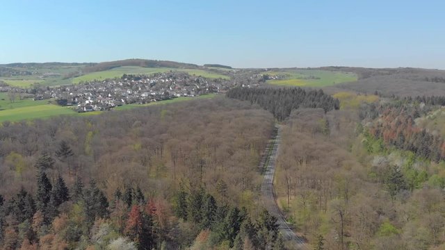 Aerial photography of forests and villages in Germany