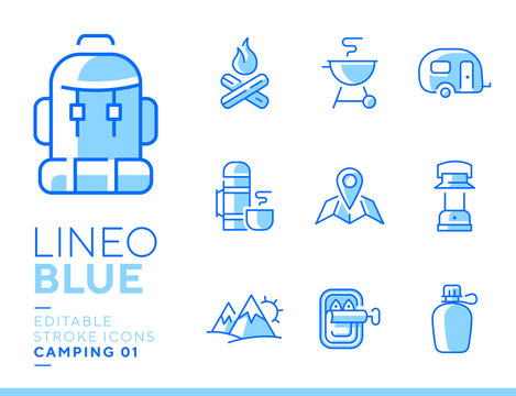 Lineo Blue - Camping and Outdoor line icons