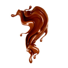 Splash of chocolate 3d illustration, 3d rendering.