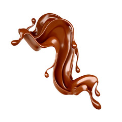 Splash of chocolate 3d illustration, 3d rendering.
